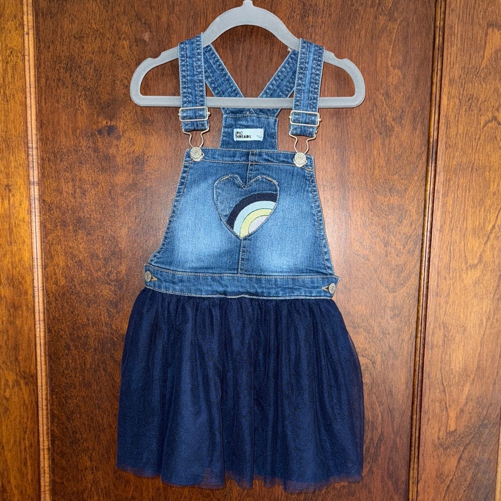 Epic Threads Denim Overall with Navy Tulle Skirt